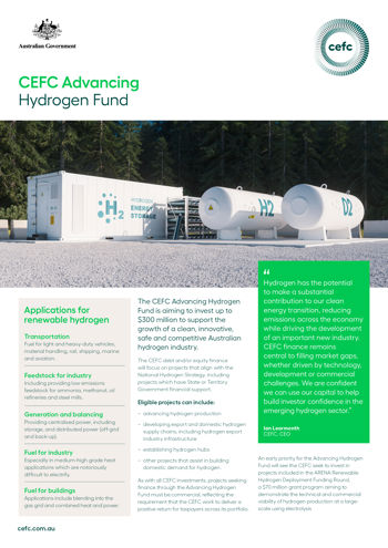 CEFC Investmentinsights Hydrogen AUG2021 WEB
