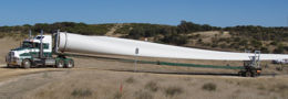 Truck carrying wind turbine blade