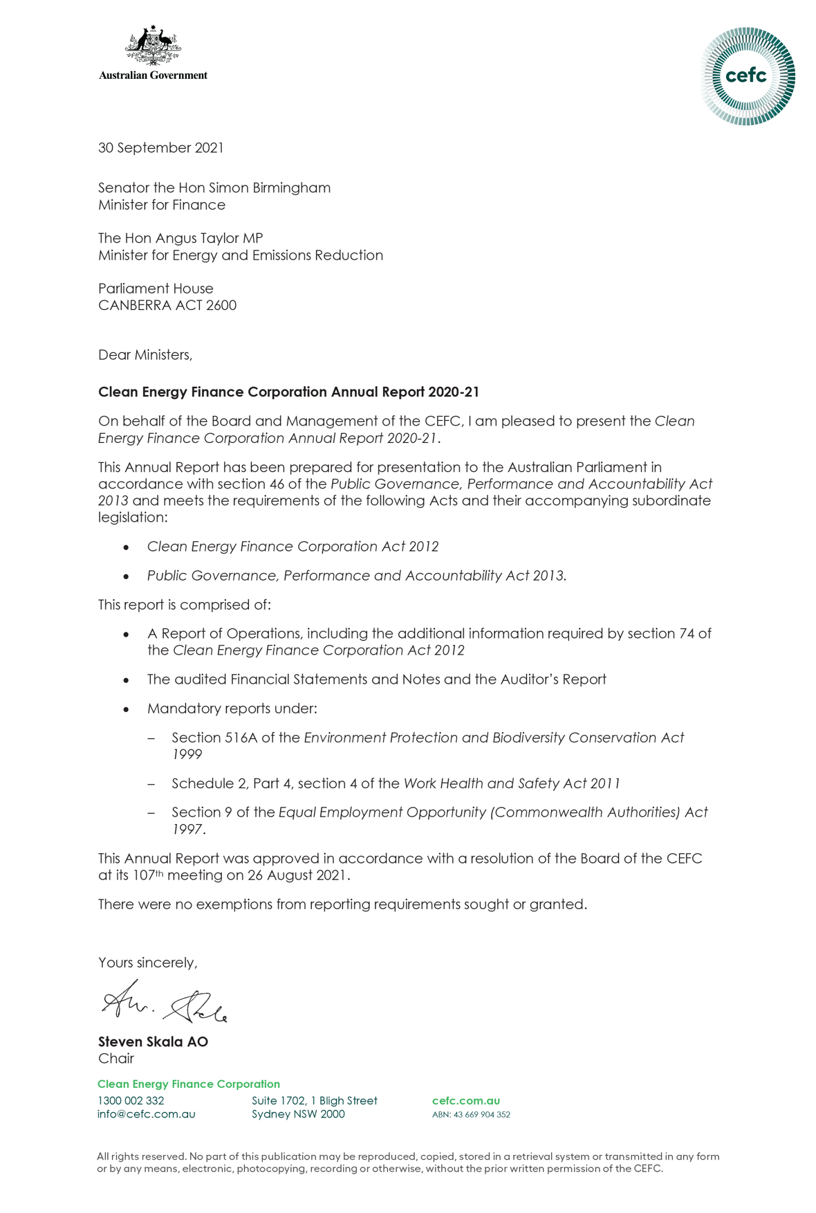 Letter of transmittal 2021